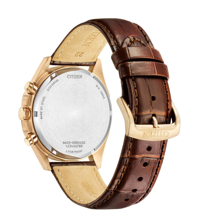 Citizen CA4593-15A Oktagon-Form Eco-Drive Chrono in Roségold-Champagne