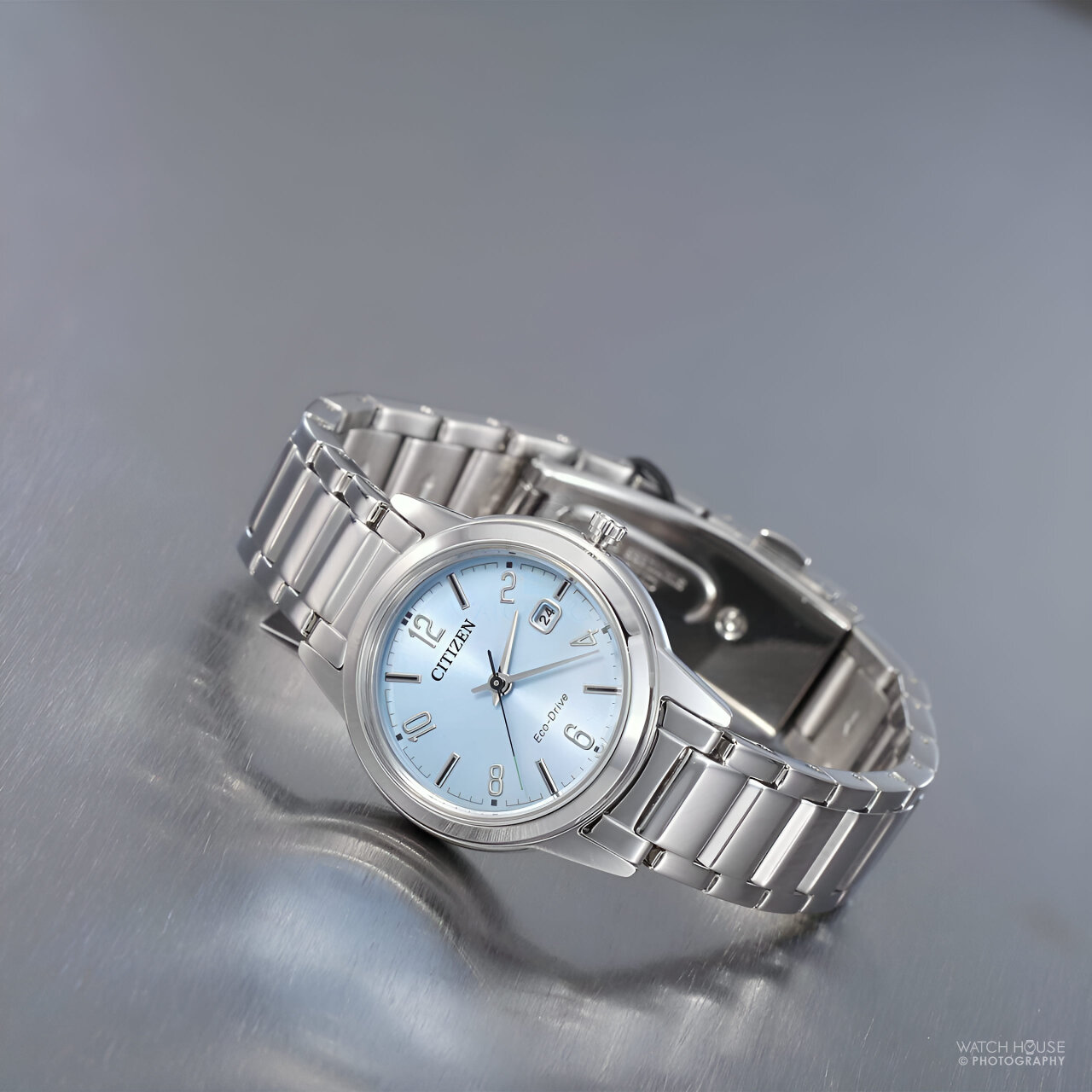 Citizen FE1241-71L Elegant Eco-Drive Damenuhr in Stahl-Pastellblau