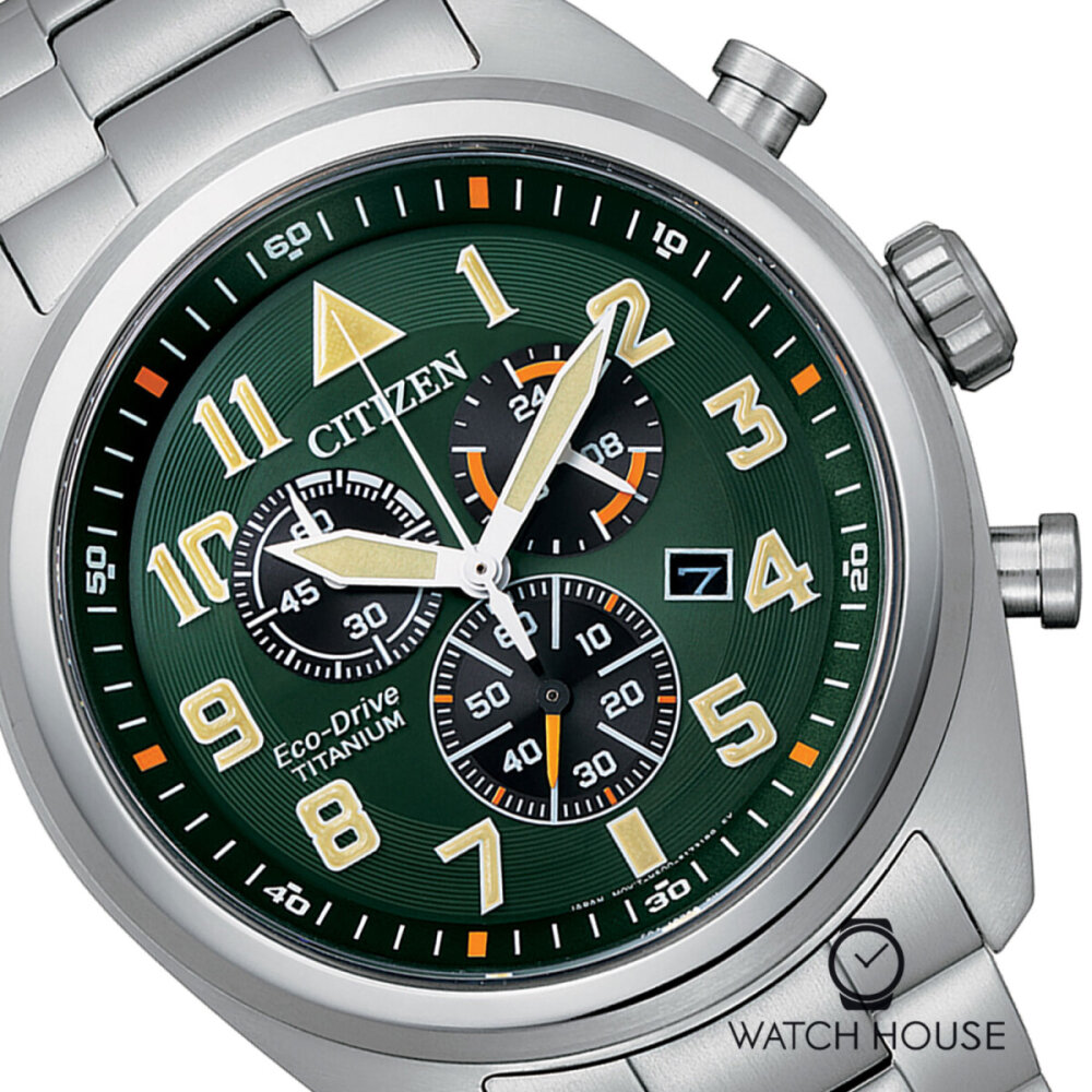 Citizen Gents Super Titanium Field Chrono AT2480-81X in green