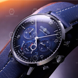 Zeppelin 8086-3N Vintage Herren Solar Chronoghraph (Vegan Leder)