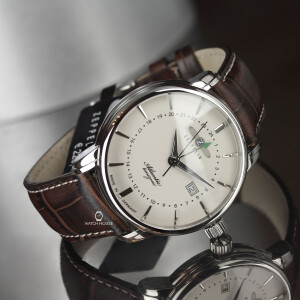 Zeppelin Atlantic 8442-5 Herrenuhr mit 2te Zeitzone Retro...